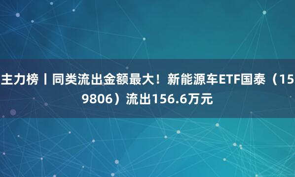 主力榜丨同类流出金额最大！新能源车ETF国泰（159806）流出156.6万元