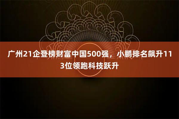 广州21企登榜财富中国500强，小鹏排名飙升113位领跑科技跃升